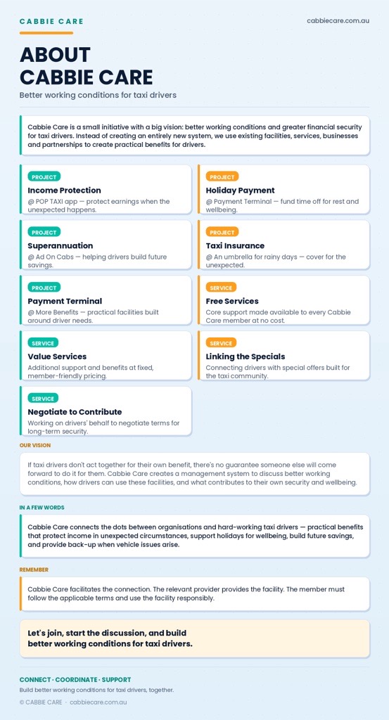 About Cabbie Care information